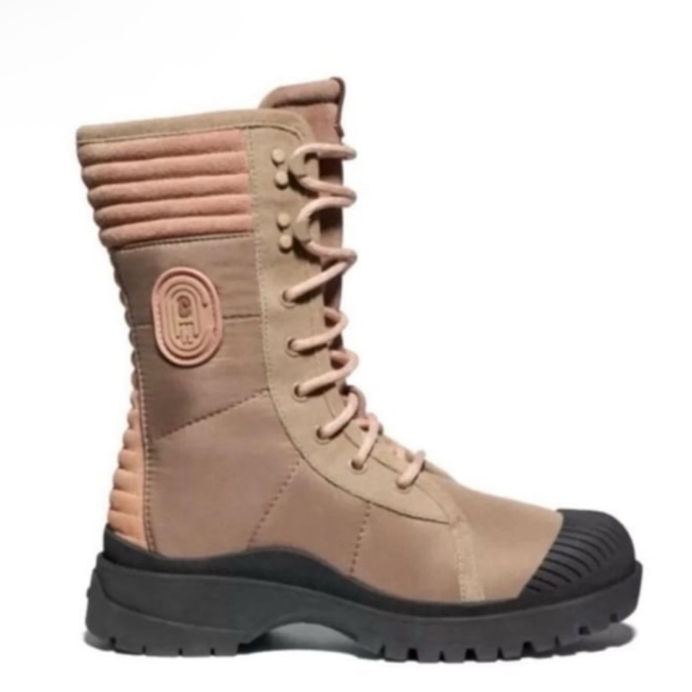 Coach Beige and Black Moto Boots